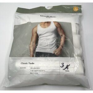 Goodfellow Mens 3 Pack Classic Ribbed Cotton Tanks White Size Small 34-36 Ribbed